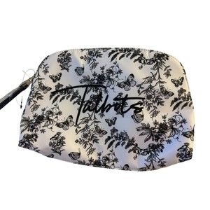 Talbots Black & White Butterfly & Floral Toile Print Cosmetic Toiletry Bag New